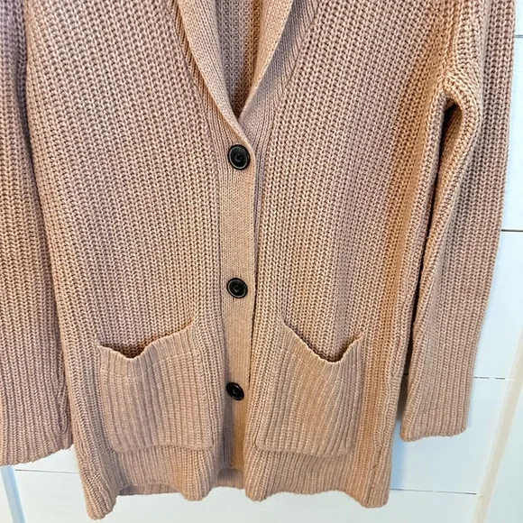 ATM S tan cable knit exaggerated collar oversized grandma cardigan traditional - Picture 4 of 13